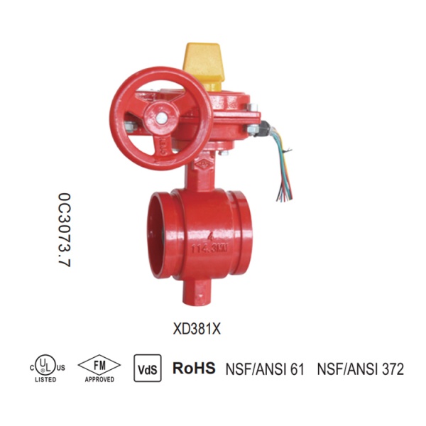 Grooved Butterfly Valve with Tamper Switch (XD381X), UL/FM/VdS Approved